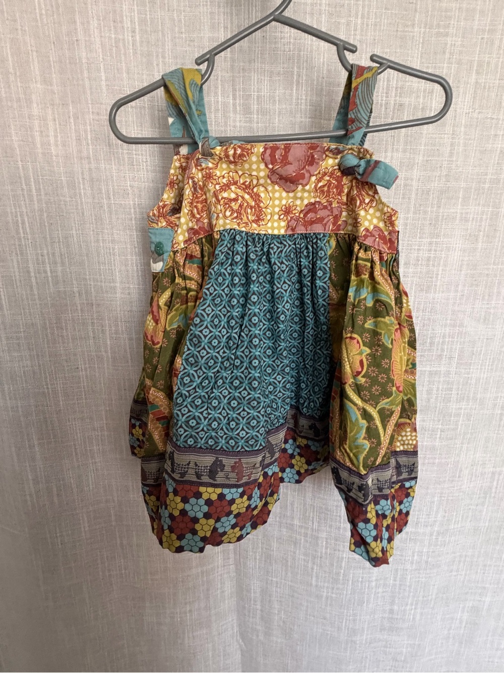 Matilda Jane Patchwork Sundress in Teal, Olive & Mustard